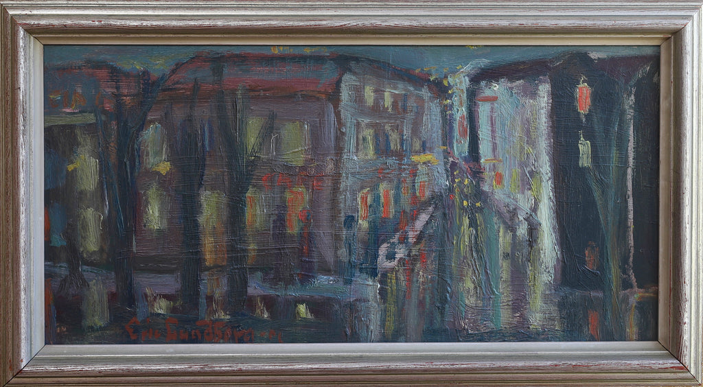 Mid Century Original Parisian Cityscape Oil Painting from Sweden