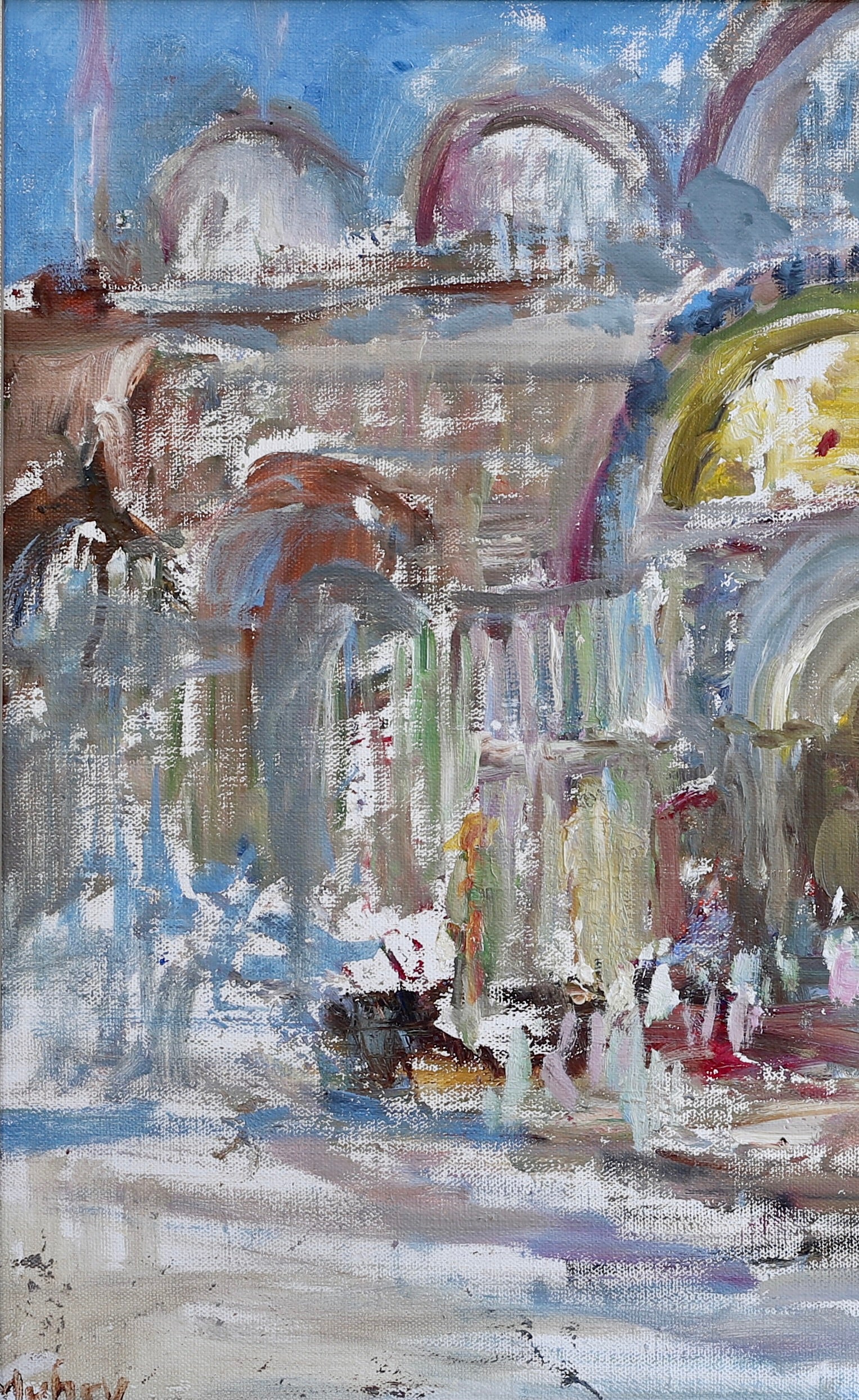 Vintage Art Original Oil Painting of Venice From Sweden