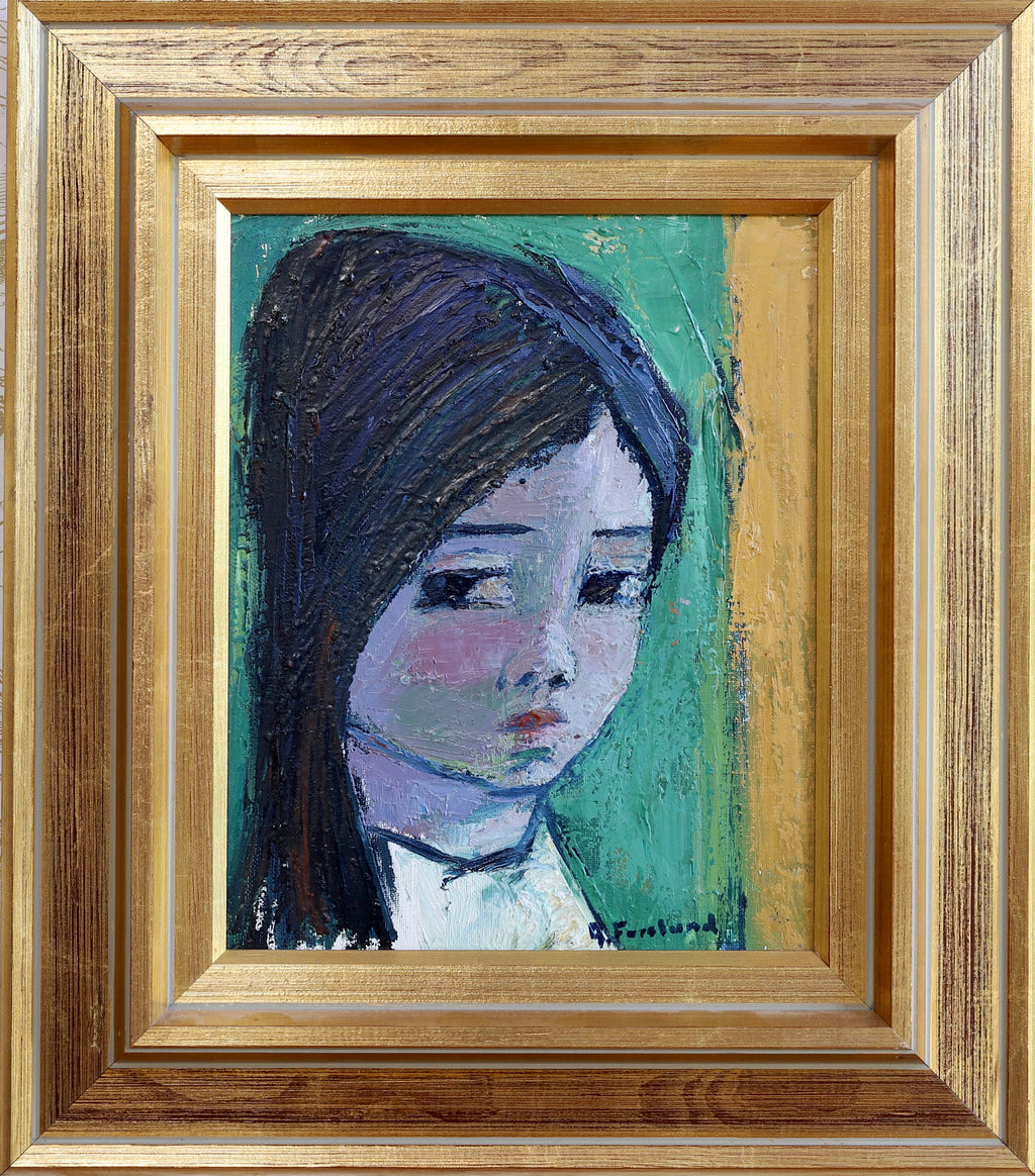 Vintage Art Room Mid Century Girl's Portrait Sweden