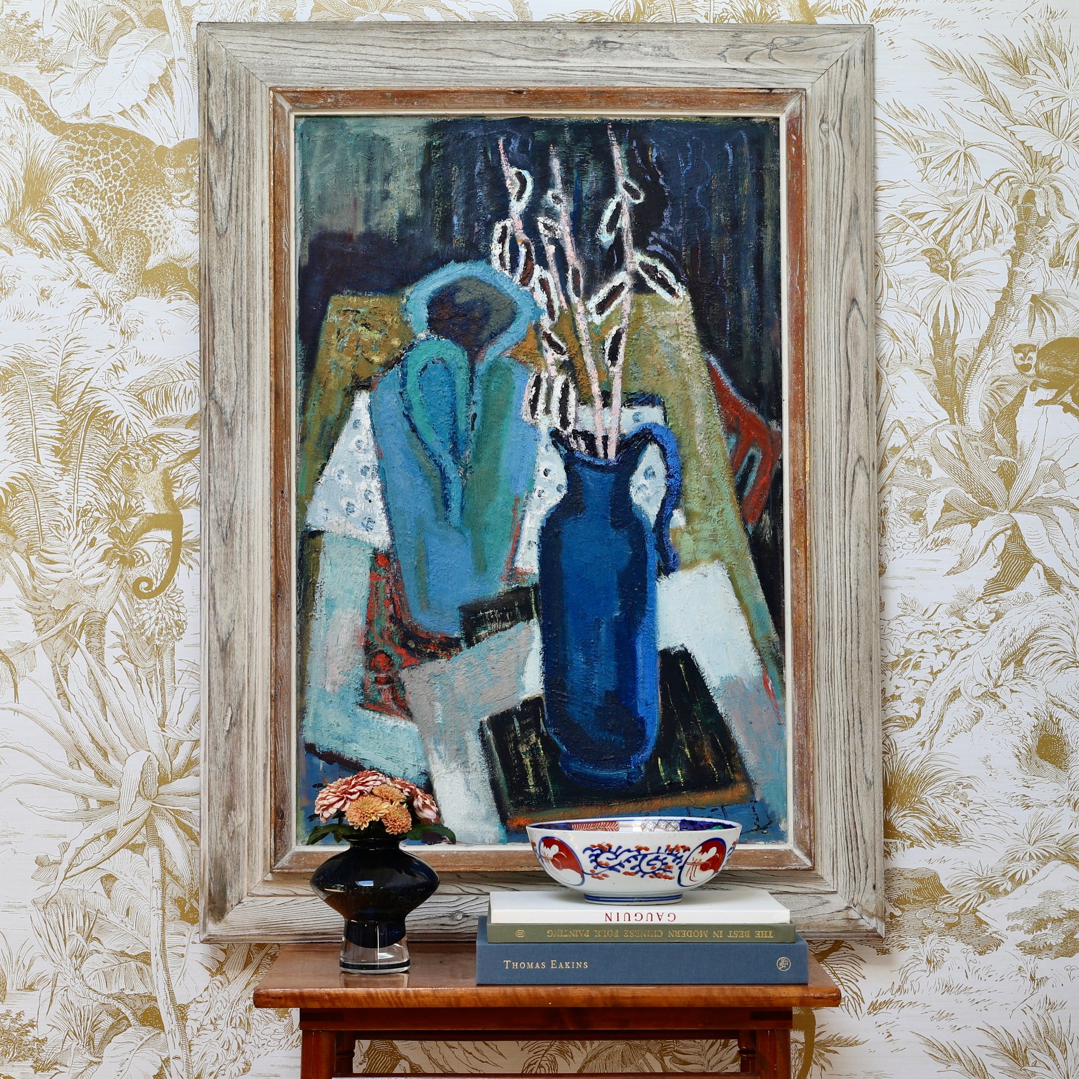 Vintage Mid Century Interior Oil Painting From Sweden by J Bören