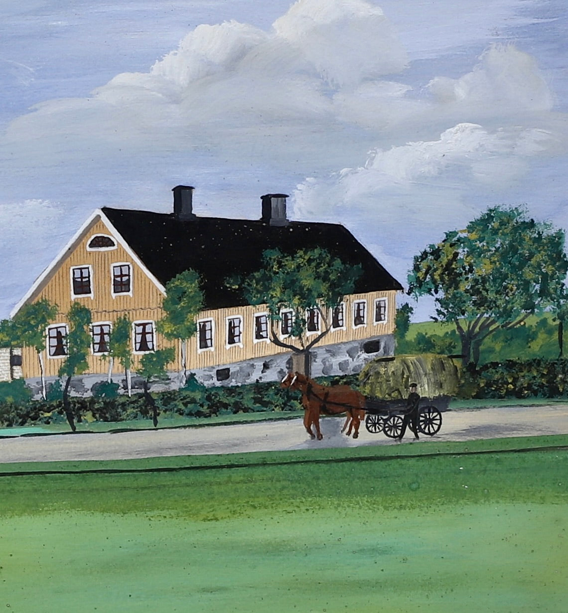 Original Antique Farmhouse Oil Painting from Sweden 1906