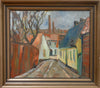 Mid Century Original Cityscape Oil Painting From Sweden