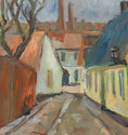 Load image into Gallery viewer, Mid Century Original Cityscape Oil Painting From Sweden
