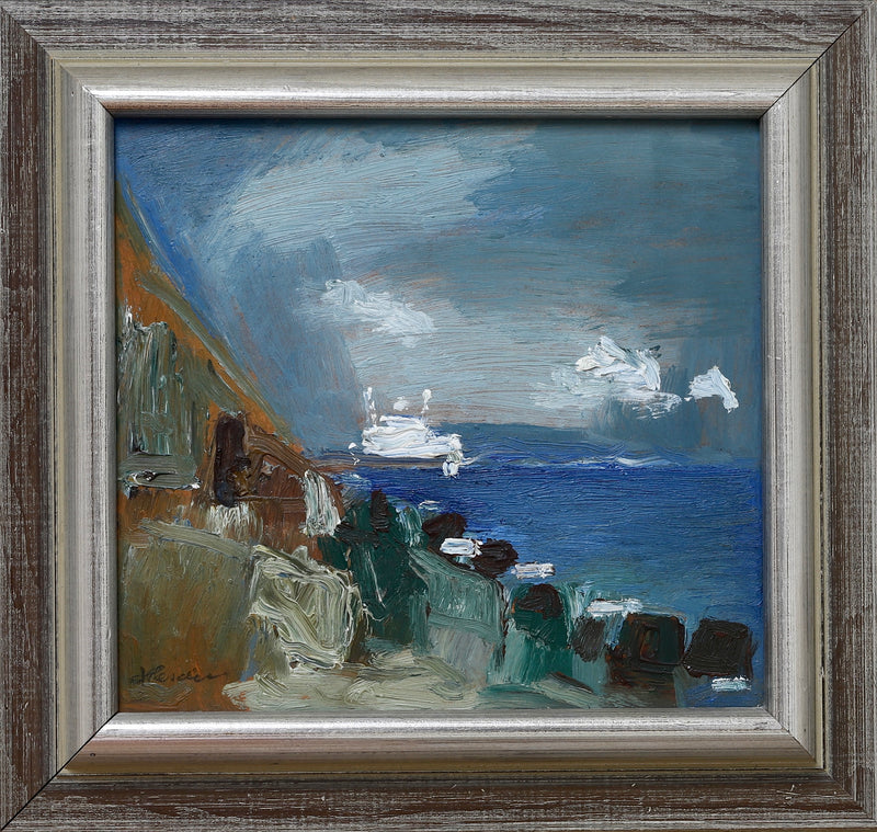 Vintage Mid Century Seascape Oil Painting From Sweden by L Herder