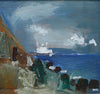 Vintage Mid Century Seascape Oil Painting From Sweden by L Herder