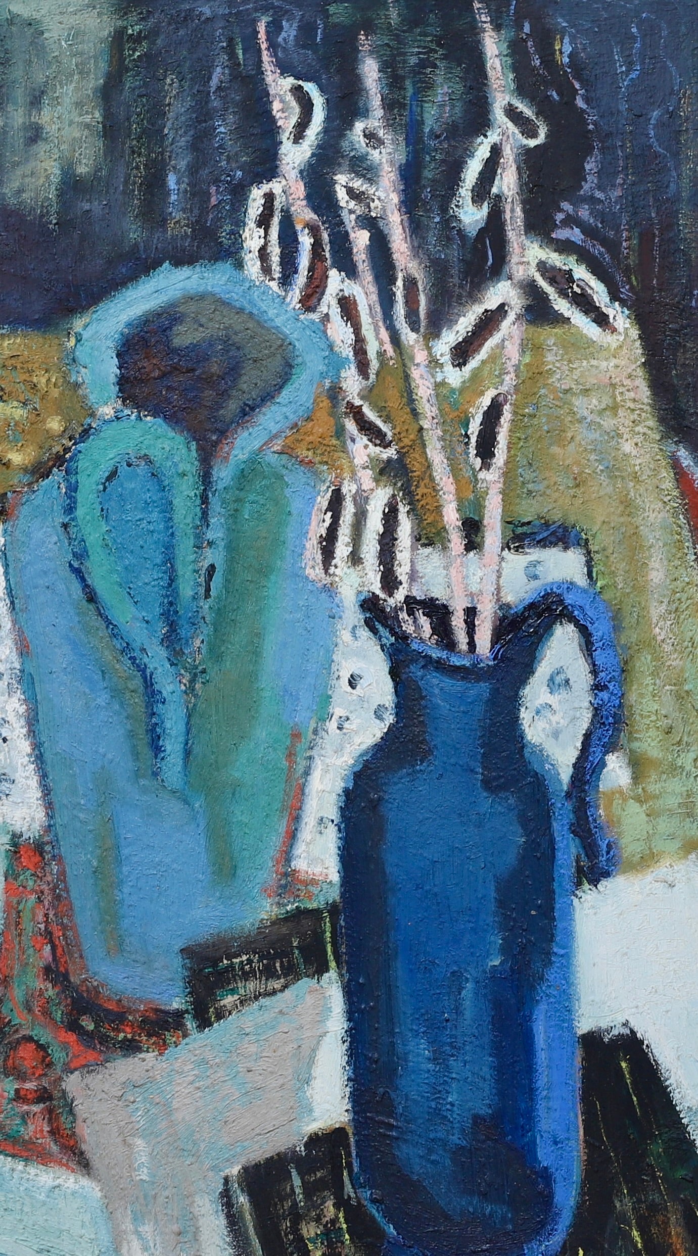 Vintage Mid Century Interior Oil Painting From Sweden by J Bören