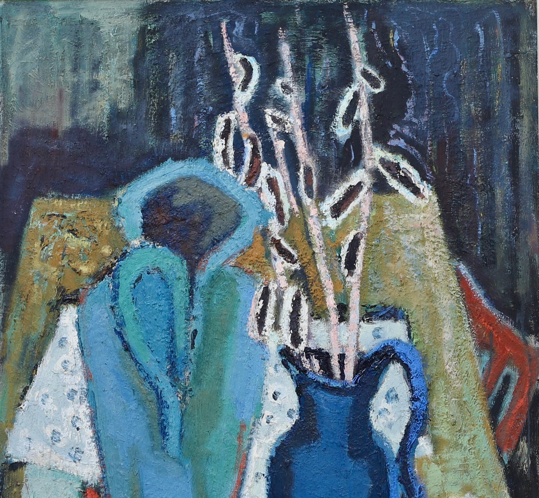 Vintage Mid Century Interior Oil Painting From Sweden by J Bören