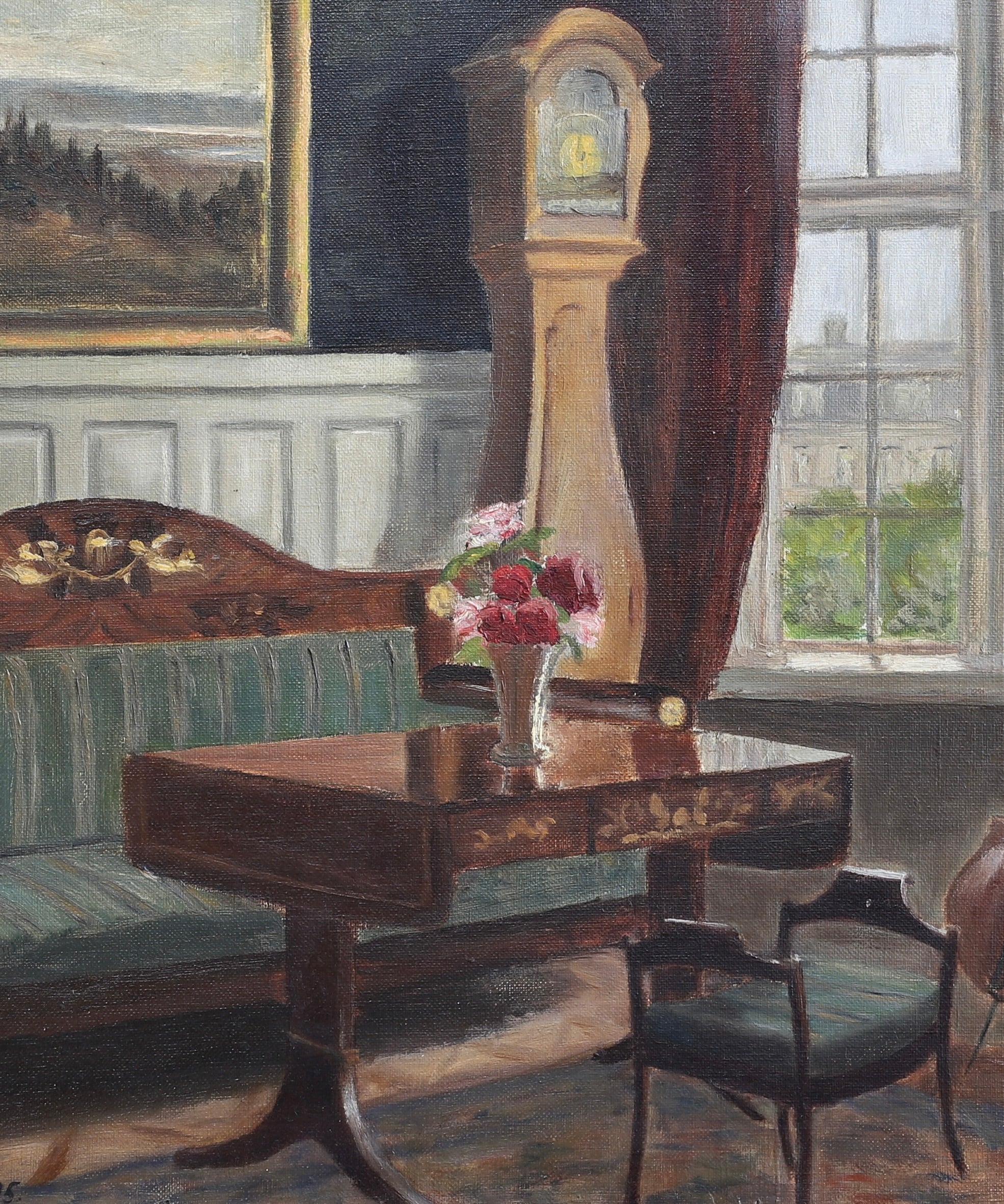 Vintage Art Room Original Interior Oil Painting from Sweden