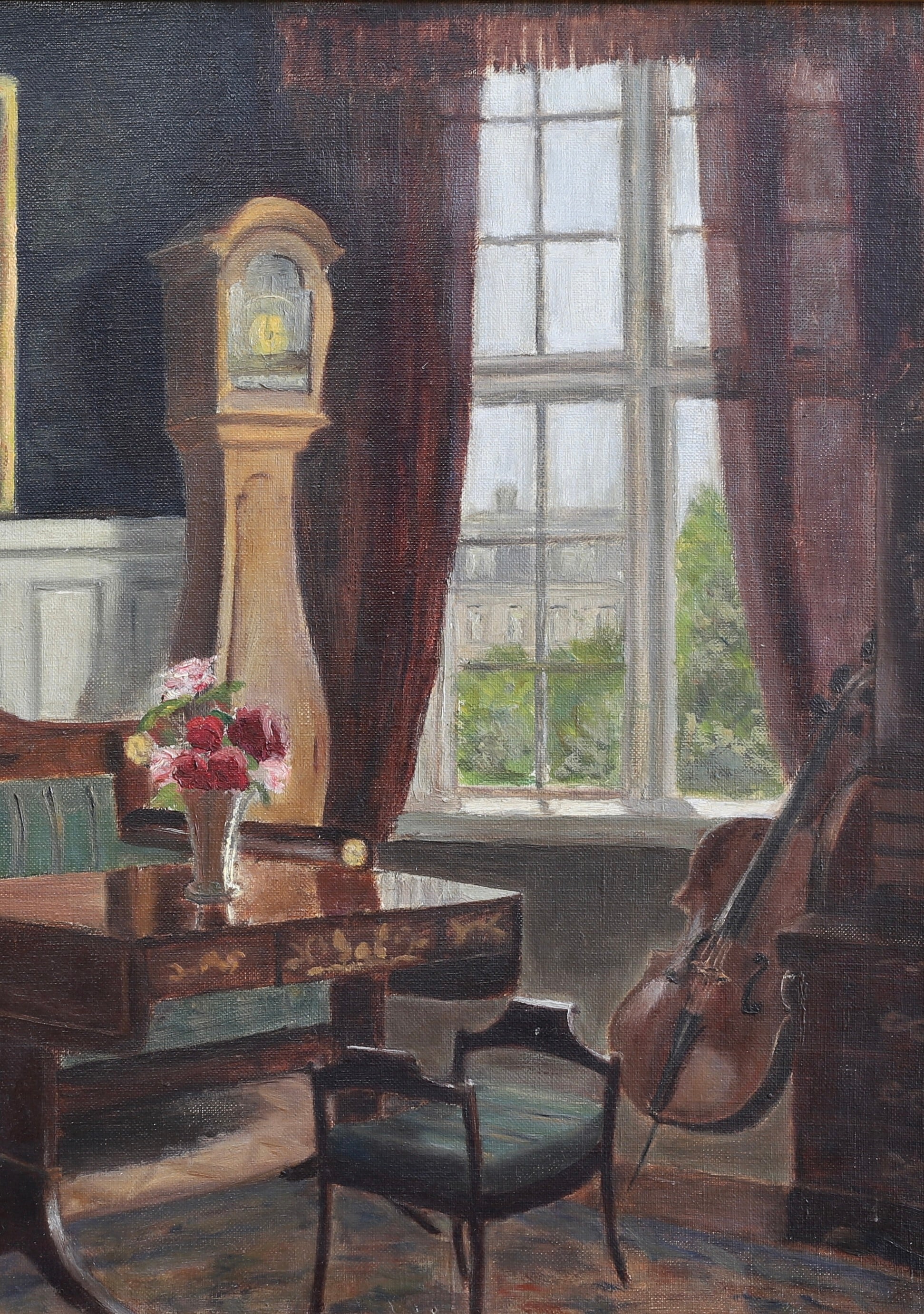 Vintage Art Room Original Interior Oil Painting from Sweden