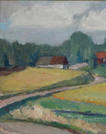 Load image into Gallery viewer, Mid Century Original Vintage Farmhouse Oil Painting from Sweden

