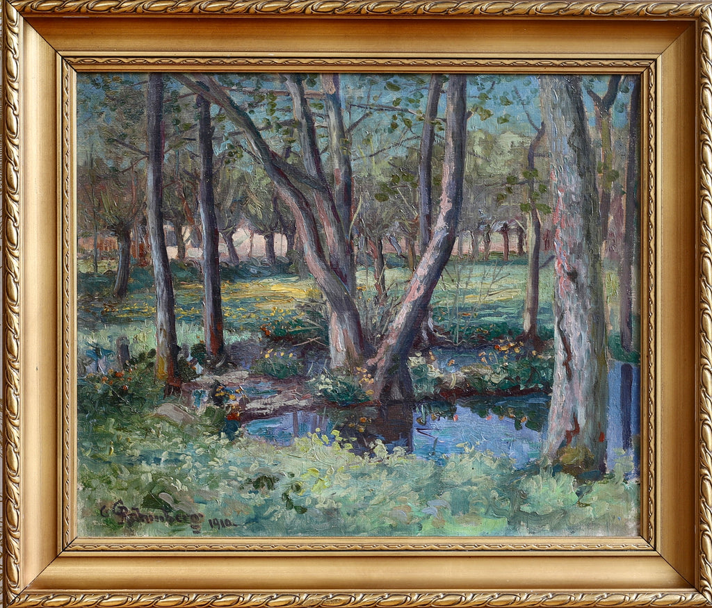 Antique Original Vintage Landscape Oil Painting from Sweden