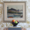 Mid Century Harbor Oil Painting from Sweden By G Isaksson