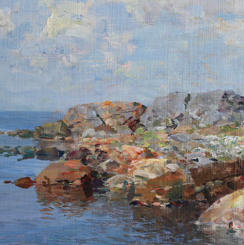 Mid Century Original Coastal Oil Painting From Sweden