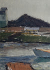 Mid Century Harbor Oil Painting from Sweden By G Isaksson