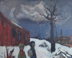 Mid Century Original Winterscape Oil Painting From Sweden