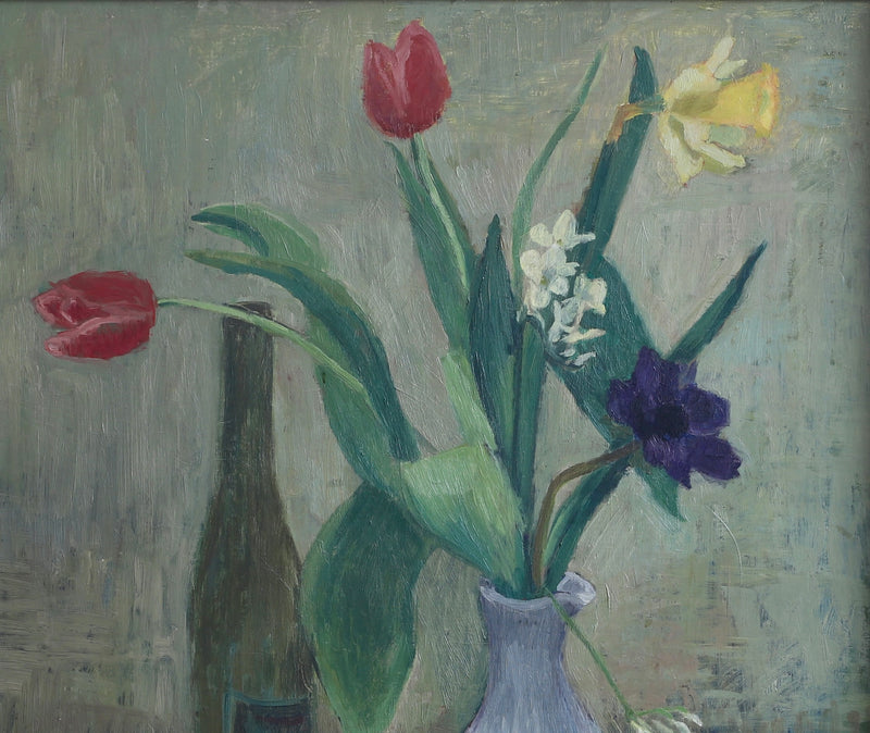 Swedish Vintage Art Still Life Oil Painting From Sweden