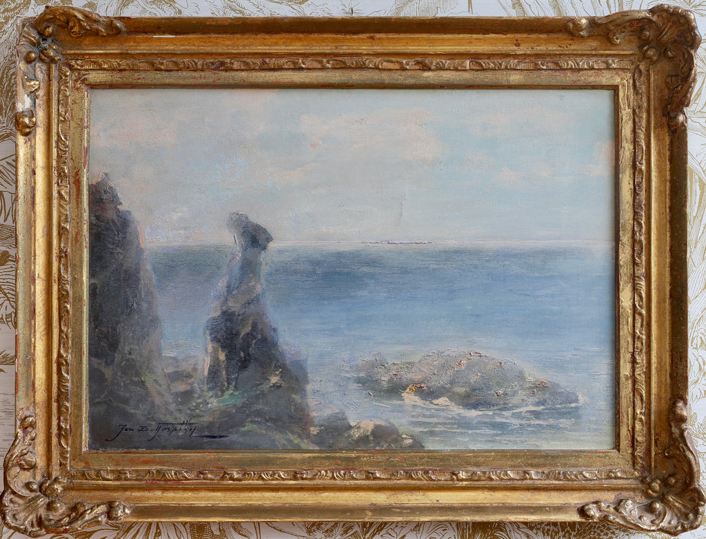 Mid Century Original Coastal Oil Painting From Sweden