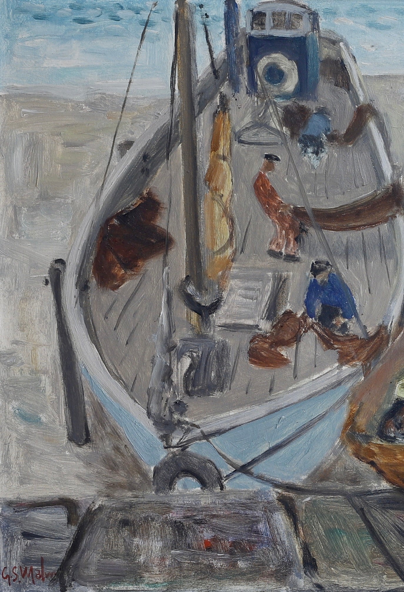 Vintage Art Room Mid Century Original Oil Painting By GS Malm from Sweden