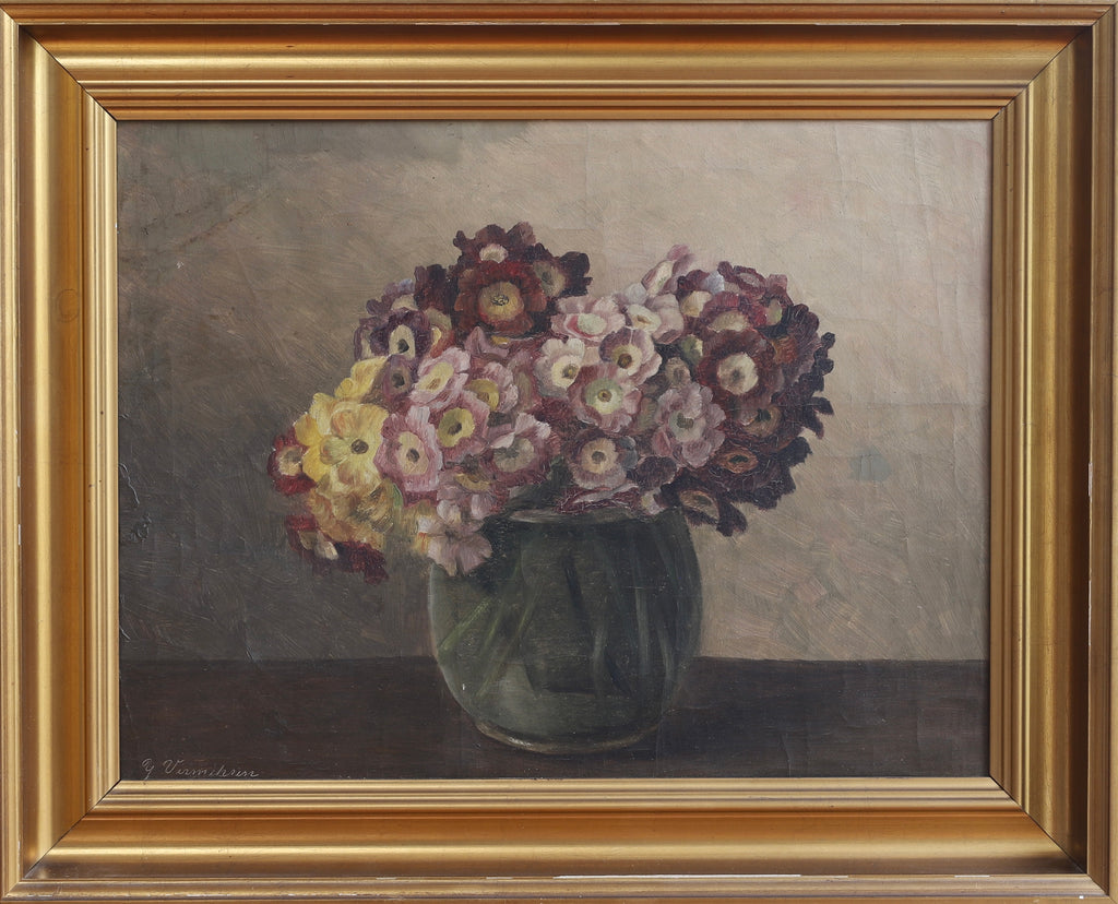 Original Still Life Floral Oil Painting Sweden Vintage Art Room