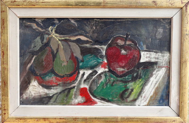 Swedish Mid Century Vintage Art Still Life Oil Painting