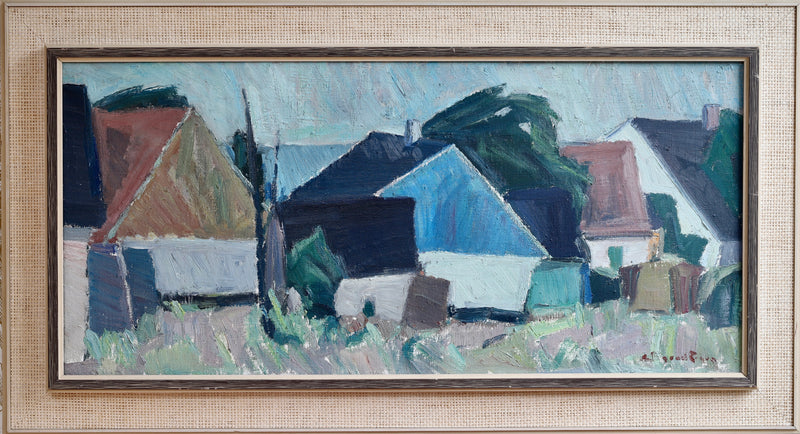 Mid Century Original Coastal Oil Painting From Sweden