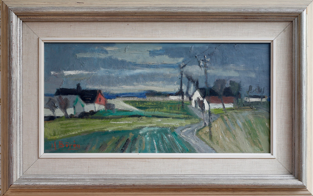 Vintage Farmhouse Oil Painting From Sweden by J Bören