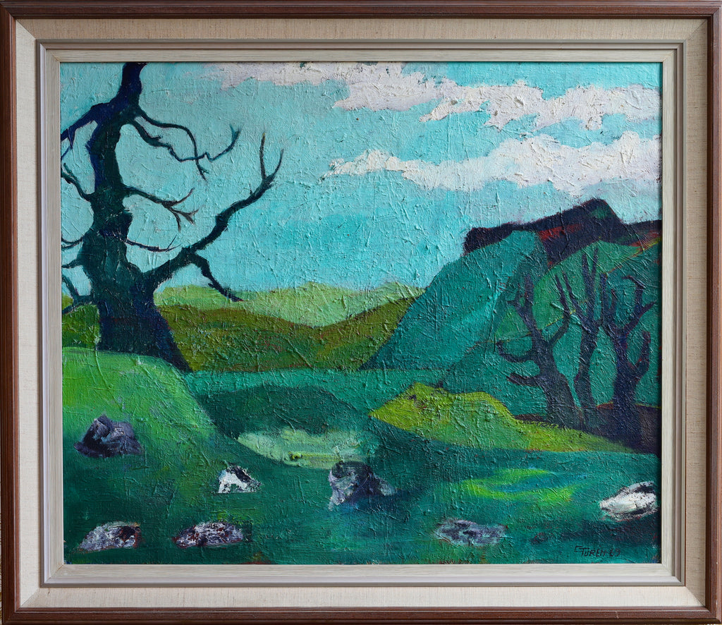 Vintage Art Room Original Landscape Oil Painting by G Turèn Sweden