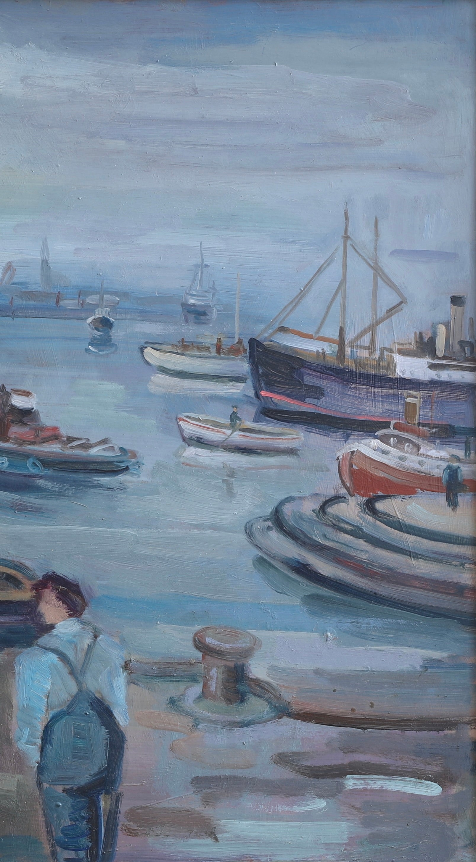 Vintage Art Room Mid Century Original Oil Painting from Sweden