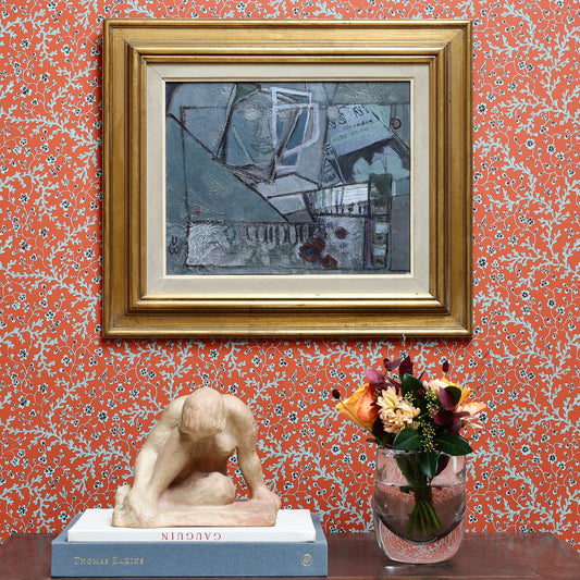 Vintage Art Room Original Still Life Oil Painting from Sweden