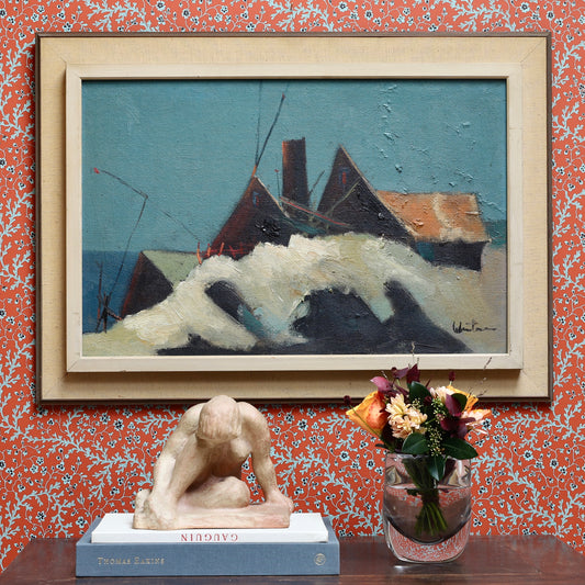 Mid Century Original Oil Painting From Sweden by K Christensen