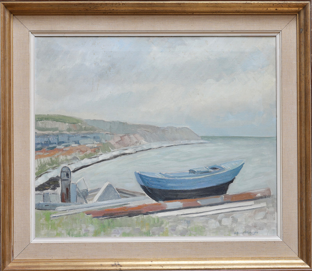 Mid Century Original Coastal Oil Painting From Sweden