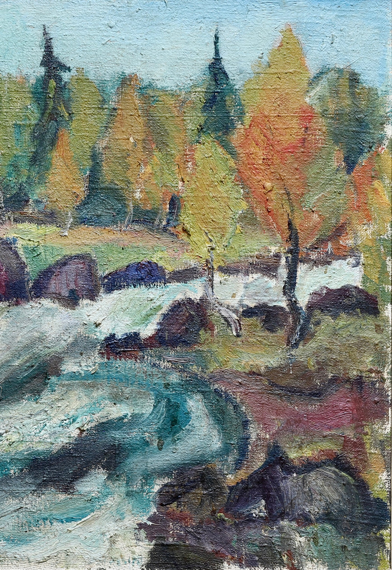 Swedish Vintage Landscape Oil Painting From Sweden