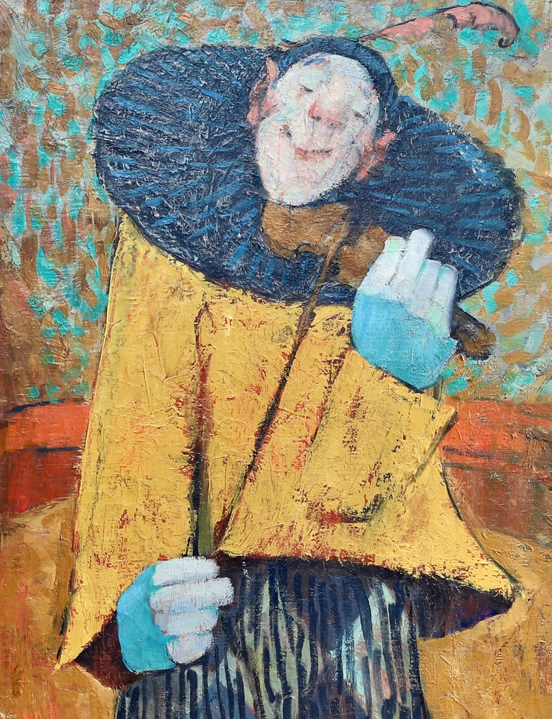 Original Mid Century Clown Painting From Sweden