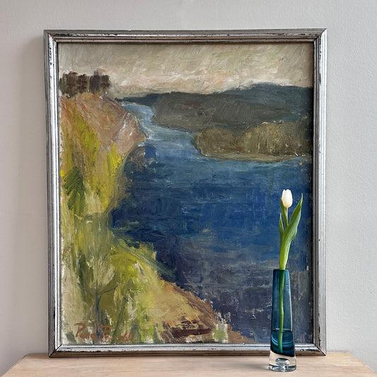 Vintage Art Room Mid Century Oil Painting from Sweden 1960