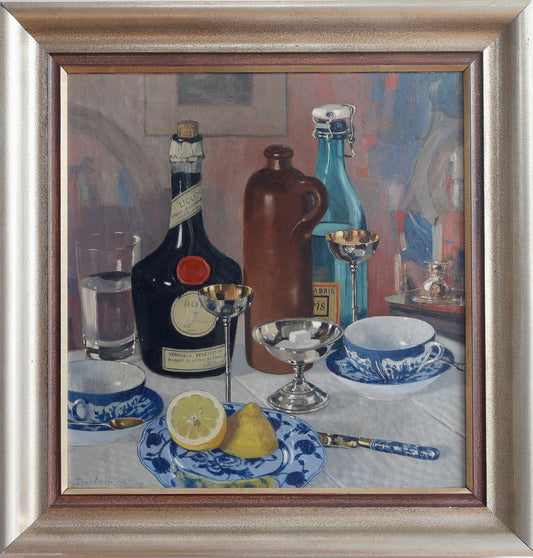 Vintage Mid Century Interior Oil Painting From Sweden 1929