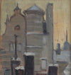 Vintage Mid Century Cityscape Oil Painting By L Janis Sweden