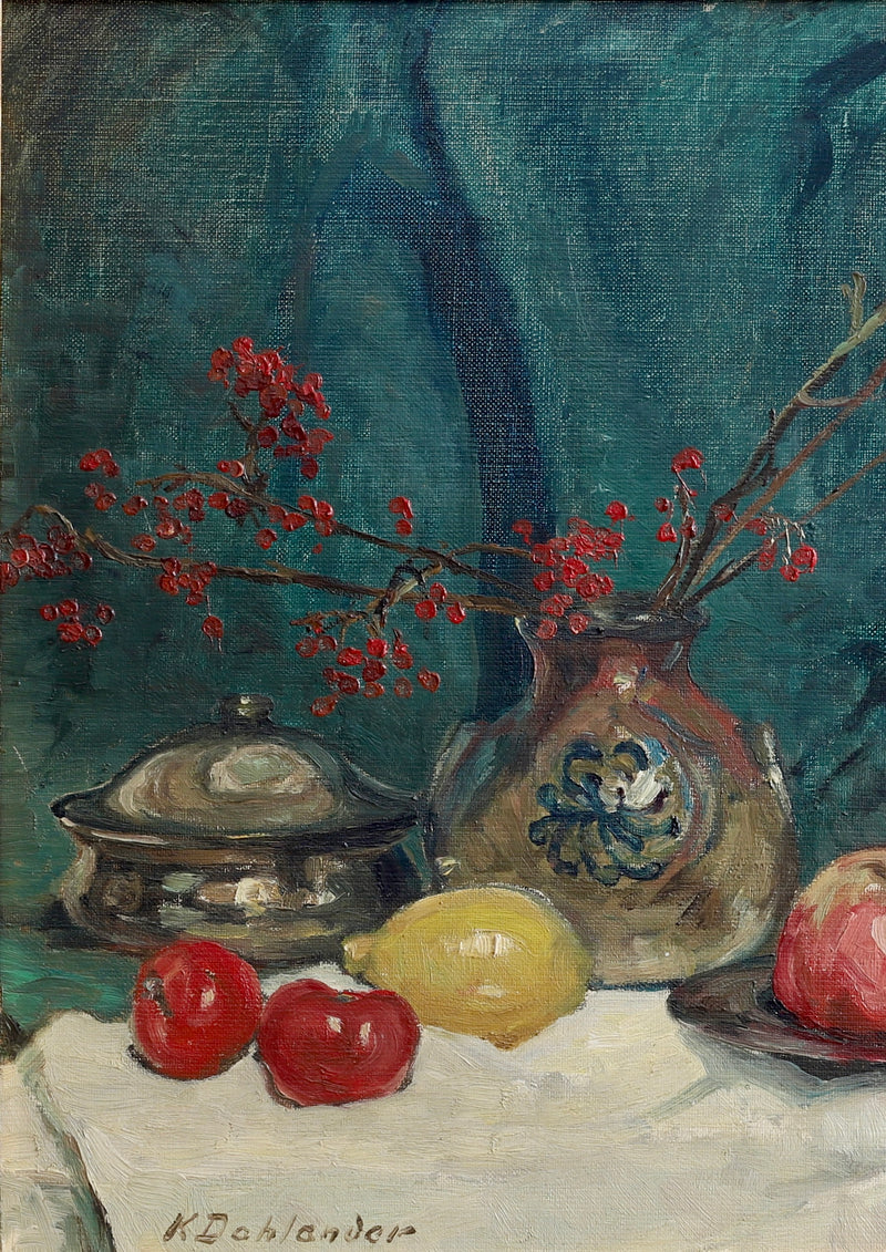 Original Vintage Still Life Oil Painting from Sweden