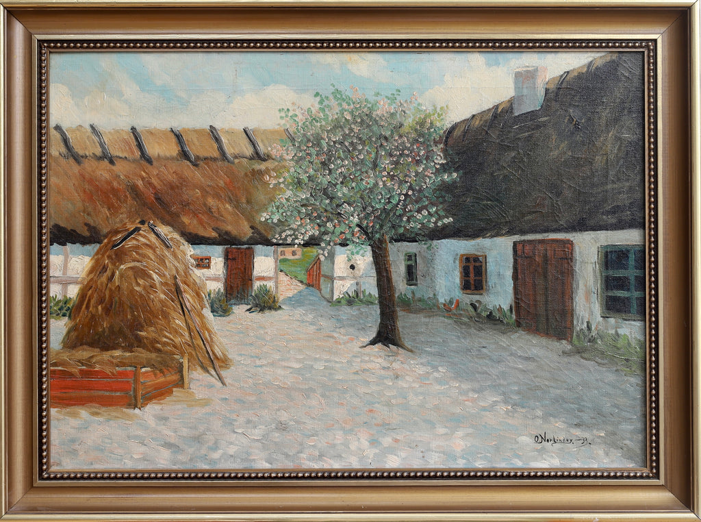 Original Vintage Farmhouse Oil Painting Sweden 1933