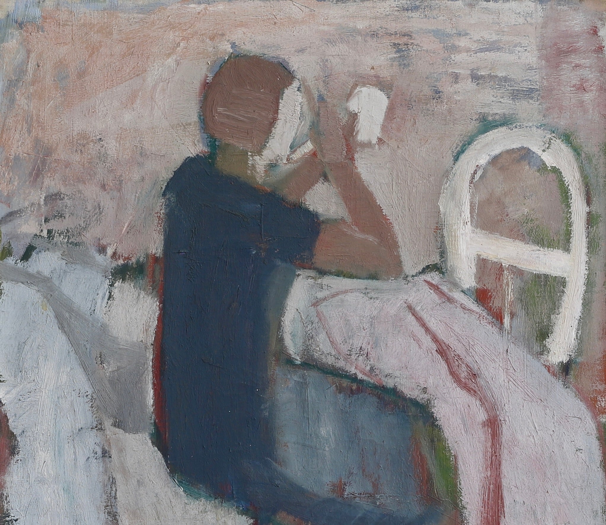 Vintage Mid Century Interior Oil Painting From Sweden