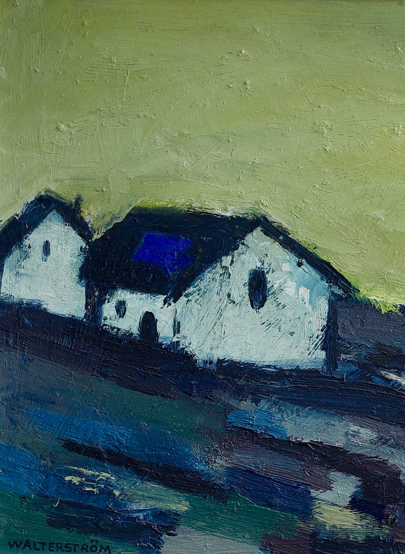 Vintage Mid Century Farmhouse Oil Painting By Walterström Sweden