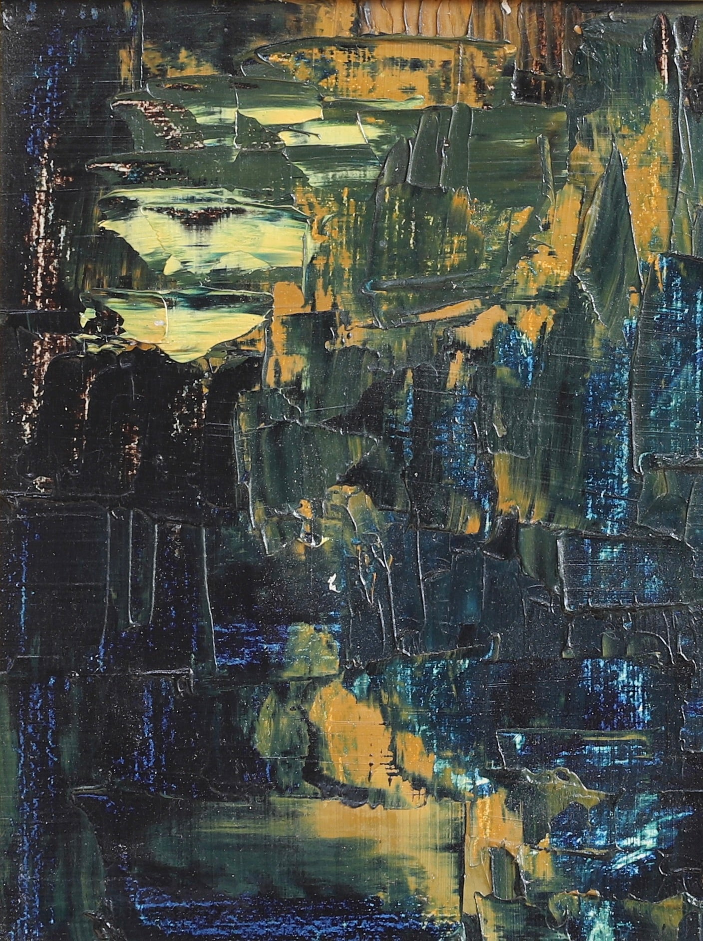 Vintage Art Room Original Abstract Oil Painting from Sweden