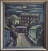 Vintage Mid Century Cityscape Oil Painting From Sweden