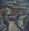 Vintage Mid Century Cityscape Oil Painting From Sweden