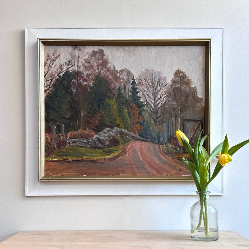 Mid Century Original Landscape Oil Painting From Sweden by B Forsell