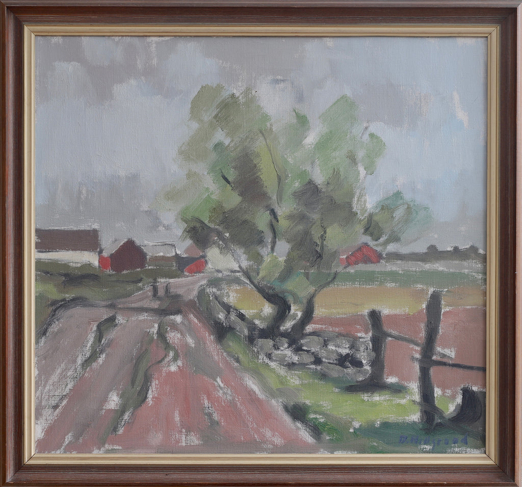 Original Vintage Mid Century Landscape Oil Painting Sweden