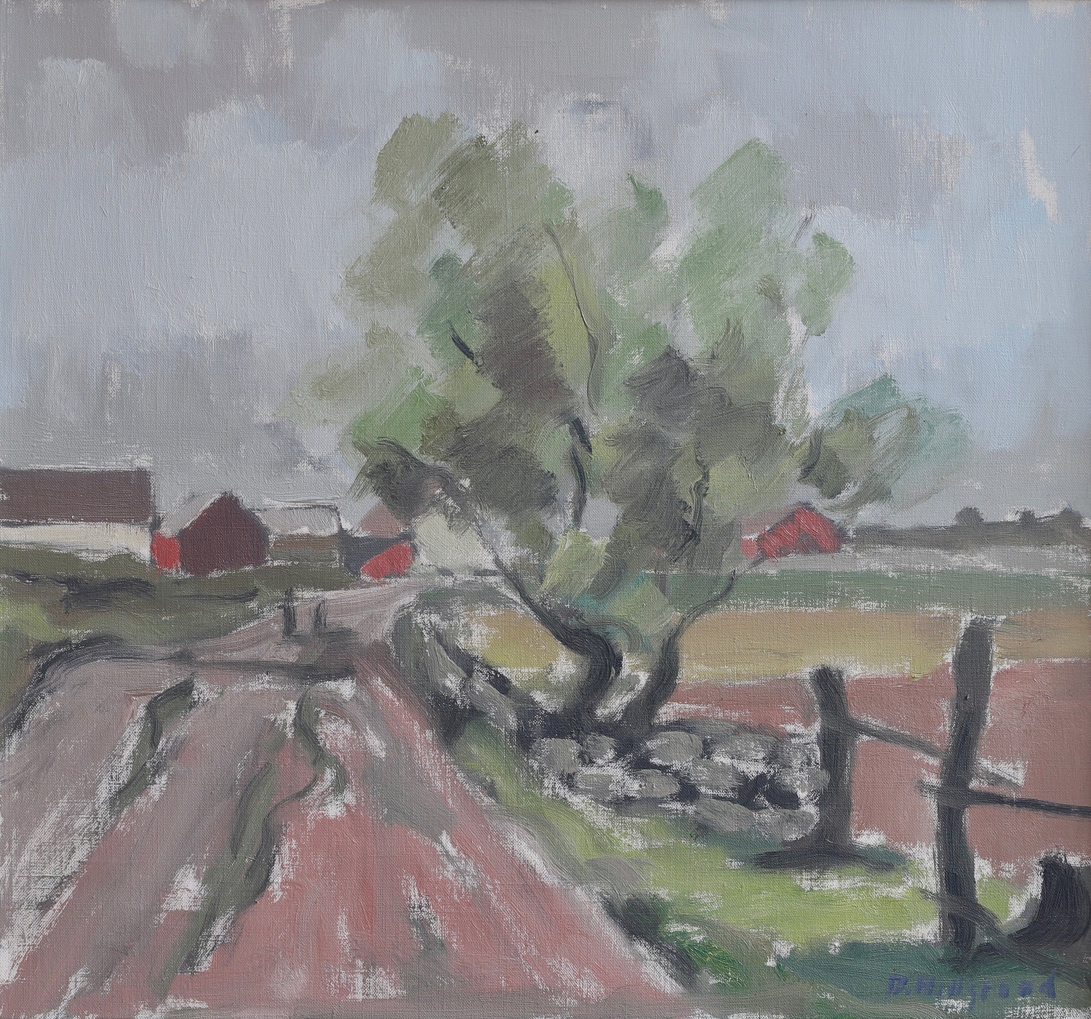 Original Vintage Mid Century Landscape Oil Painting Sweden