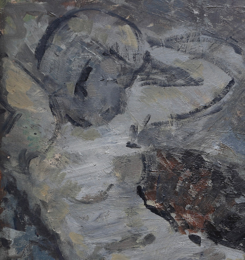 Original Mid Century Figurative Painting From Sweden 1961