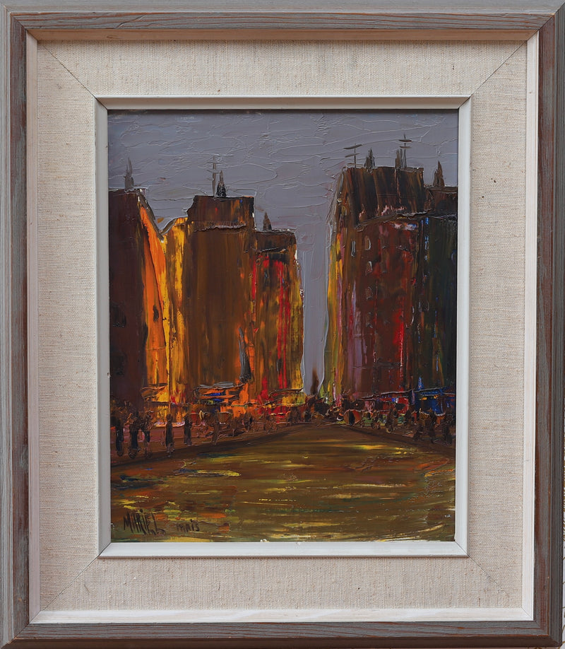 Mid Century Original Parisian Cityscape Oil Painting from Sweden