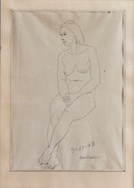 Original Mid Century Figure Drawing From Sweden 1948