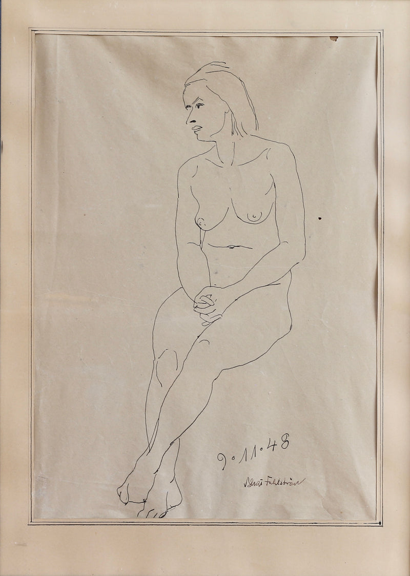 Original Mid Century Figure Drawing From Sweden 1948